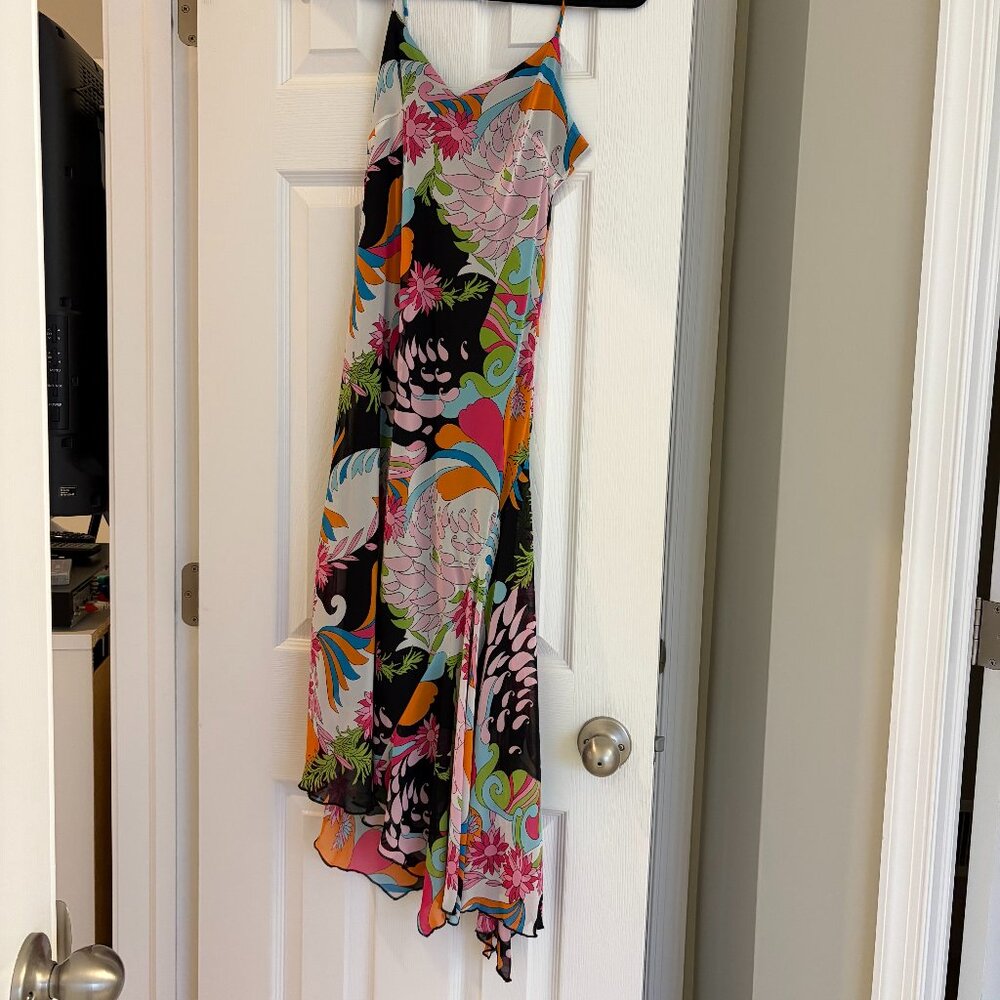 Georgiou Studio Dress Spaghetti strap, Assymetrical, Colorful Size Small Petite